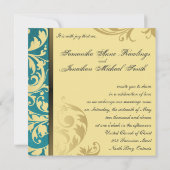 Miroitement turquoise d'or de faire-part de (Dos)