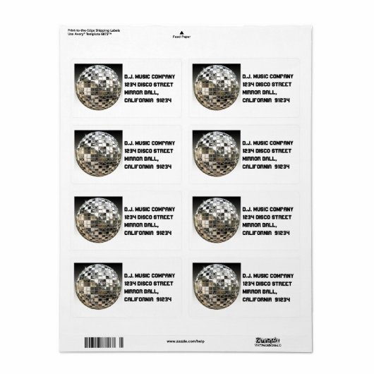 Mirror Ball Disco Party-labels Etiket (Full Sheet)