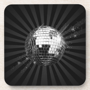 Mirror Disco Ball on Black Drankjes Onderzetter