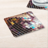 Mirror Disco Ball Vierkante Kartonnen Onderzetter (Schuin)