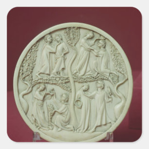 Mirror-hoesje met courante scènes, c.1320-30 vierkante sticker