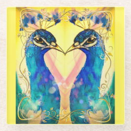 Mirror Image Peacock Coaster Glazen Onderzetter
