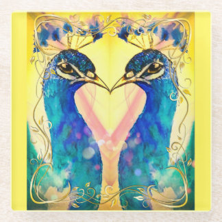 Mirror Image Peacock Coaster Glazen Onderzetter