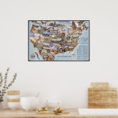 "Mirror Map of America" - Landmarks van Natuur Poster (Keuken)