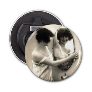 Mirror Mirror  Erotica Pre Code Pin-Up Girl Button Flesopener
