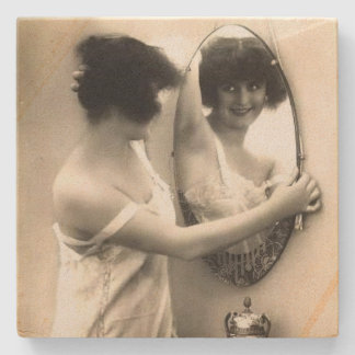 Mirror Mirror  Erotica Pre Code Pin-Up Girl Stenen Onderzetter
