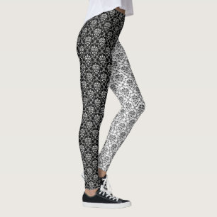 Mirror Opposites Black en White Damask Leggings