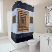 Mirror oranje blauw schoengordijn douchegordijn (In situ)