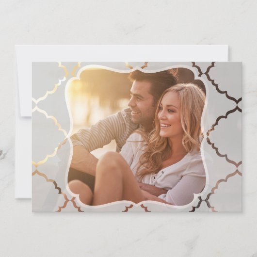 Mirrored Damask Translucide Look Photo Invitation (Devant)