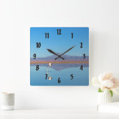 Mirrored Flamingo Vierkante Klok (Huis)