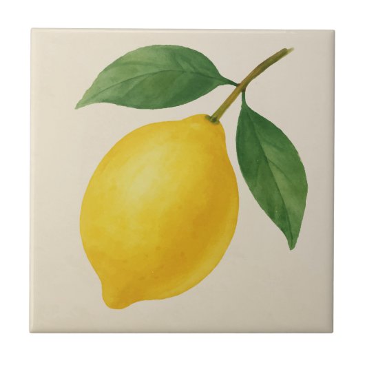 Mirrored Lemon Tegel – Rechts gerichte Waterverf F Tegeltje (Voorkant)
