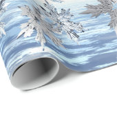 Mirrored Metallic Falling Snowflakes Cadeaupapier (Rol Hoek)