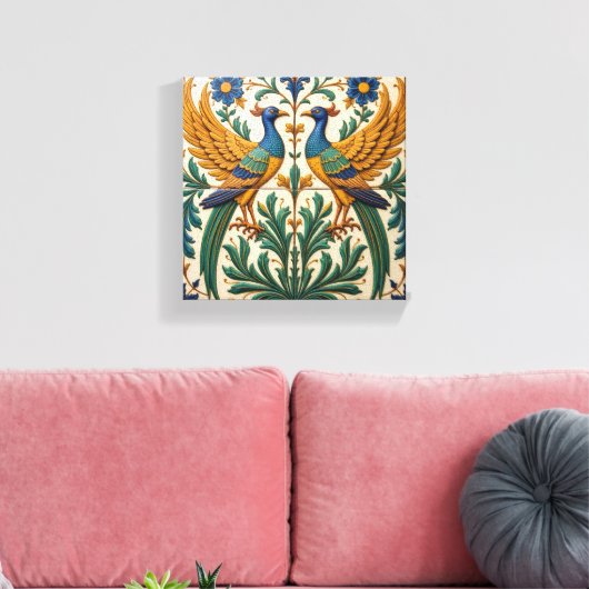 Mirrored Peacocks Canvas Afdruk (Insitu (Woonkamer))