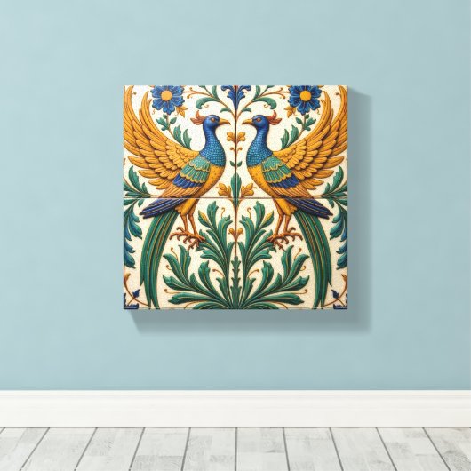 Mirrored Peacocks Canvas Afdruk (Insitu (Houten vloer))