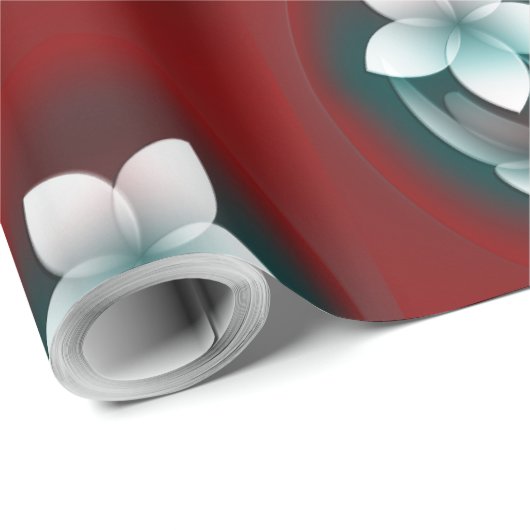 Mirroring witte bloem cadeaupapier (Rol Hoek)