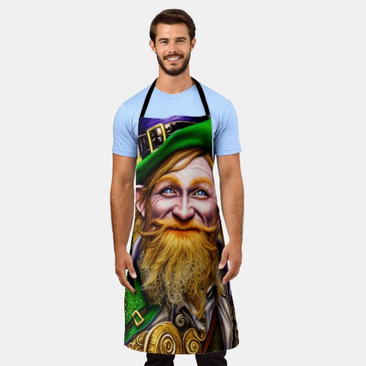 Mirthful Green and Gold Patricks Day Leprechaun Schort (Gedragen)