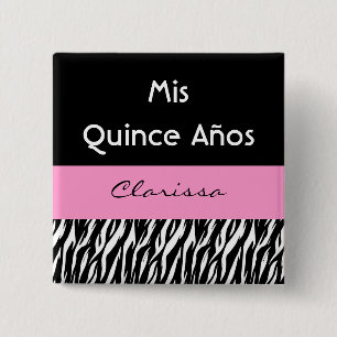 Mis het Zebra van Anos Quinceanera van de Kweepeer Vierkante Button 5,1 Cm