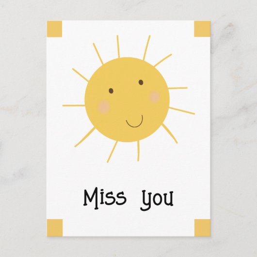Mis je | Happy Sun Yellow Briefkaart (Voorkant)