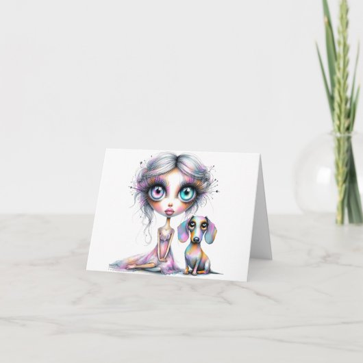 Mis je Pastel Dachshund Kaart (Voorkant)