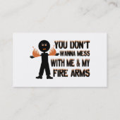 Mis niet met mijn vuurwapens visitekaartje (Achterkant)