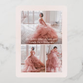 Mis Quince 3 Foto Collage Quinceañera Kroon Roze Folie Uitnodiging (Achterkant)