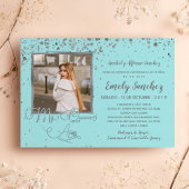 Mis Quince Anos Blauw Zilver Spaans Trendy Foto Kaart