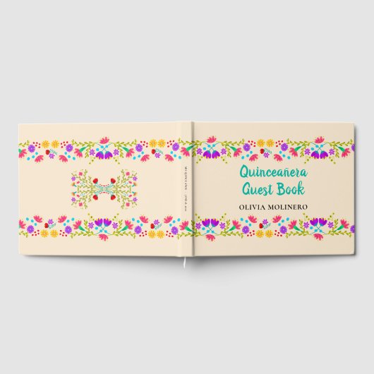 Mis Quince Anos Champagne Bloemen Quinceanera Gastenboek (Volledig)