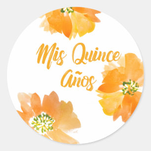 Mis Quince Anos Floral Bright Quinceanera Ronde Sticker