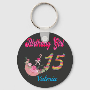 Mis Quince Años Kleurrijke Verjaardagsmeisje Op Ma Sleutelhanger