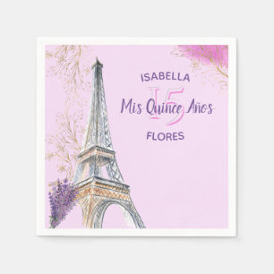 Mis Quince Anos Paris Theme Pink Gold Eiffel Tower Servet