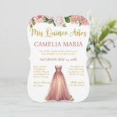 Mis Quince Anos Pink Gold Invitation Anniversaire (Debout devant)