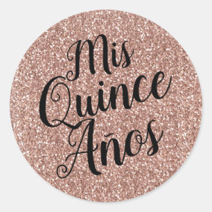Mis Quince Años Quinceañera Roos Gold Glitter Ronde Sticker