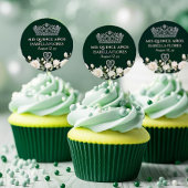 Mis Quince Anos Tiara en Rozen Groene Quinceanera Ronde Sticker