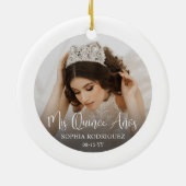 Mis Quince Años White Script Quinceañera 2 Photo Keramisch Ornament (Achterkant)