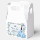 Mis Quince Blauw Bloemen Zilveren Kroon Quinceañer Bedankdoosjes (Geopend)