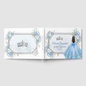 Mis Quince Blauw Bloemen Zilveren Kroon Quinceañer Gastenboek (Volledig)