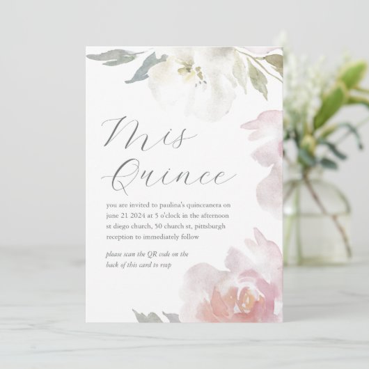 Mis Quince Bloemen Verjaardag Quinceañera QR Code Kaart (Staand voorkant)