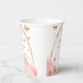 Mis Quince Boho Floral Blush Pink Quinceanera Papieren Bekers (Rechts)