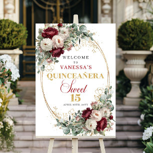 Mis Quince Bourgondië Bloemrijke Gouden Quinceaner Poster