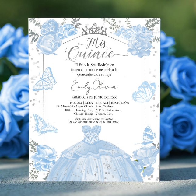 Mis quince Budget Invitation Spaans Dusty Blue (Creator heeft geüpload)