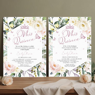 Mis Quince Butterfly Floral Quinceañera Tweetalig Kaart