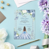 Mis Quince Dusty Blue & Zilver Bloemen Quinceañera Acryl Uitnodigingen (Insitu (Huwelijk))