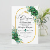 Mis Quince elegante smaragdgroene 15e verjaardag Kaart (Staand voorkant)