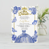 Mis Quince Invitation Espagnol Robe Bleue Royale (Debout devant)