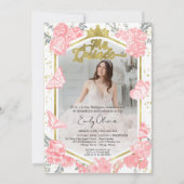 Mis Quince Invitation photo Bilingue rose floral (Dos)