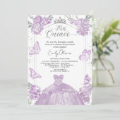 Mis Quince Invitation Robe Lavande bilingue (Debout devant)