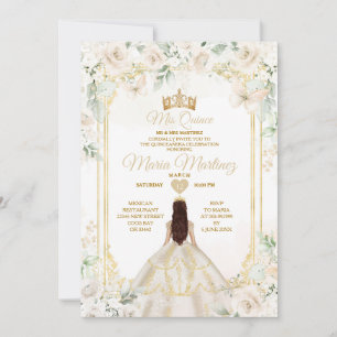 Mis Quince Ivory Wit Bloemen Prinses Verjaardag Kaart