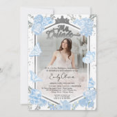 Mis Quince Photo Invitation Espagnol Dusty Blue (Devant)