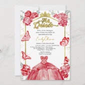 Mis Quince Photo Invitation Espagnol Rouge Floral (Devant)