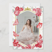 Mis Quince Photo Invitation Espagnol Rouge Floral (Dos)